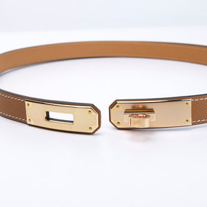 HERMES KELLY 18 BELT GOLD GHW STAMP W