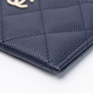 CHANEL BLUE CAVIAR CARDHOLDER GHW