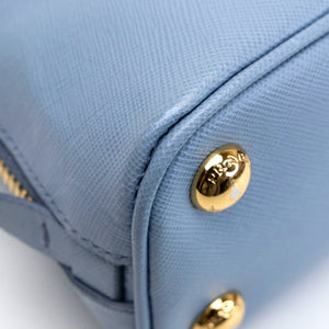 PRADA SAFFIANO LUX LEATHER MINI BAG BLUE GHW