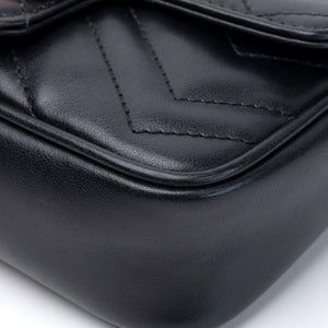 GUCCI GG MARMONT SUPER MINI BLACK GHW