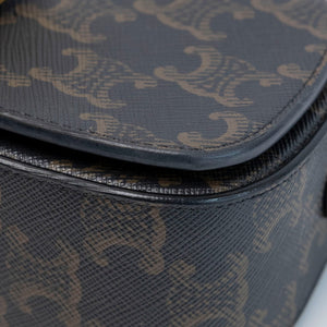 CELINE CLUTCH ON STRAP TABOU TRIOMPHE CANVAS / CALFSKIN TAN GHW