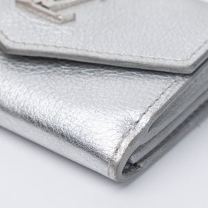 LOUIS VUITTON LOCK MINI TRIFOLD WALLET SILVER LEATHER SHW (MICROCHIP)