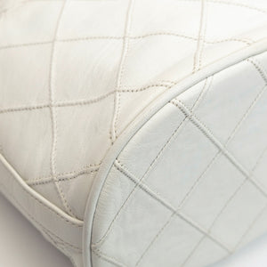 CHANEL VINTAGE MINI QUILTED CC BUCKET BAG WHITE CALFSKIN GHW