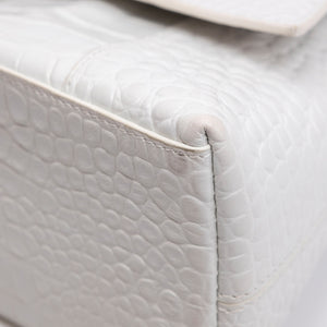 BALENCIAGA MEDIUN DOWNTOWN SHOULDER BAG EMBOSSED LEATHER WHITE SHW