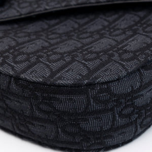 CHRISTIAN DIOR SADDLE SMALL MESSENGER BAG BLACK OBLIQUE JACQUARD / GRAINED CALFSKIN MULTICOLOUR HARDWARE