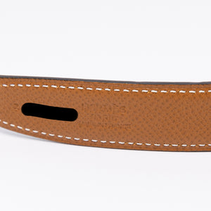 HERMES CURSIVES DOUBLE SIDE BELT 24MM BLACK/GOLD EPSOM LEATHER GHW