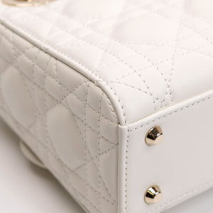 CHRISTIAN DIOR MINI LADY DIOR LAMBSKIN WHITE GHW