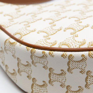 CELINE AVA BAG TRIOMPHE CANVAS/ CALFSKIN WHITE/ BROWN GHW