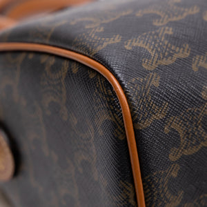 CELINE SMALL BOSTON BAG TRIOMPHE CANVAS/ CALFSKIN TAN GHW