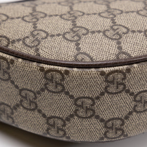 GUCCI OPHIDIA SMALL SHOULDER BAG BEIGE GG SUPREME CANVAS CALFSKIN LEATHER GHW