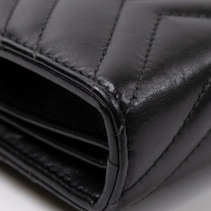 GUCCI GG MARMONT WALLET ON CHAIN BLACK GHW