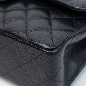CHANEL SMALL CLASSIC DOUBLE FLAP BAG BLACK CAVIAR LEATHER SHW