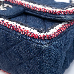 CHANEL DENIM MINI FLAP BAG BLUE WITH TWEED SHW