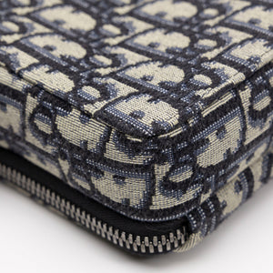 CHRISTIAN DIOR WALLET ON STRAP OBLIQUE JACQUARD CANVAS / LEATHER BLUE SHW