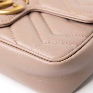 GUCCI MARMONT SMALL SHOULDER BAG BEIGE LEATHER GHW