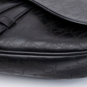 CHRISTIAN DIOR OBLIQUE GALAXY MENS SADDLE BAG BLACK CALFSKIN SHW