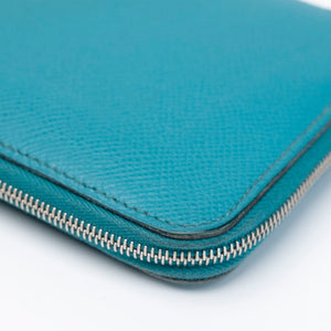 HERMES AZAP SILK IN LONG WALLET BLUE PAON EPSOM LEATHER SHW