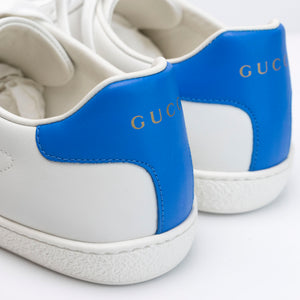 GUCCI x DISNEY HUEY, DEWEY AND LOUIE ACE SNEAKERS WHITE / BLUE LEATHER SIZE 37.5