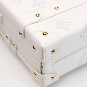 LOUIS VUITTON PETITE MALLE MONOGRAM EMBROIDERED WHITE CALFSKIN GHW