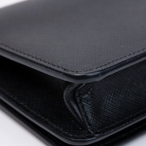 PRADA WALLET ON CHAIN SAFFIANO LEATHER BLACK GHW