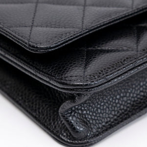 CHANEL CLASSIC WALLET ON CHAIN BAG BLACK CAVIAR GHW (MICROCHIP)