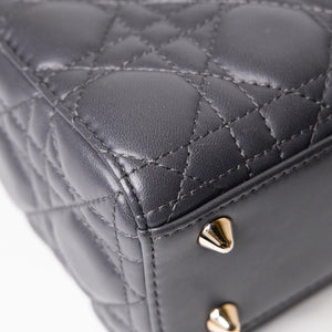 CHRISTIAN DIOR MY ABC DIOR SMALL LADY DIOR LAMBSKIN DARK GREY GHW