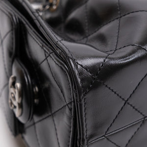 CHANEL MINI 25 BAG AGED CALFSKIN BLACK MULTICOLOUR HARDWARE (MICROCHIP)