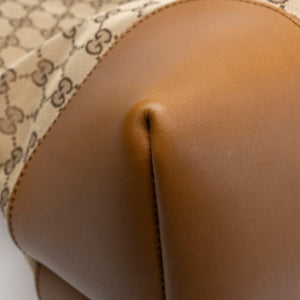 GUCCI BOSTON BAG GG CANVAS BROWN TOTE BAG SHW