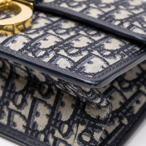 CHRISTIAN DIOR 30 MONTAIGNE EAST WEST BAG WITH CHAIN OBLIQUE JACQUARD BLUE GHW