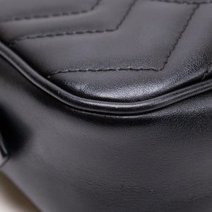 GUCCI GG MARMONT SMALL MATELASSE SHOULDER BAG BLACK CALFSKIN LEATHER GHW