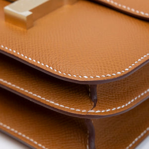 HERMES MINI CONSTANCE EPSOM GOLD GHW STAMP K