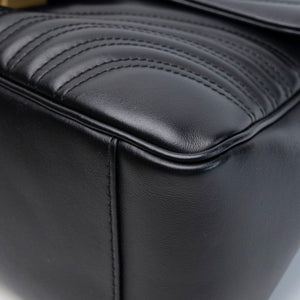 GUCCI GG MARMONT SMALL TOP HANDLE BAG BLACK CALFSKIN GHW