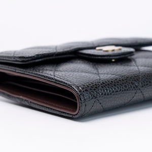 CHANEL SMALL CLASSIC FLAP WALLET BLACK CAVIAR GHW (MICROCHIP)