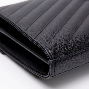 SAINT LAURENT ENVELOPE CHAIN WALLET CALFSKIN BLACK GHW