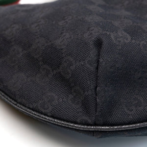 GUCCI BLACK GG MONOGRAM CANVAS WEB HOBO BAG SHW
