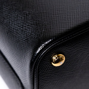 PRADA PANIER SMALL SAFFIANO LEATHER BAG BLACK GHW