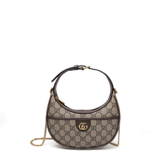 GUCCI OPHIDIA SMALL SHOULDER BAG BEIGE GG SUPREME CANVAS CALFSKIN LEATHER GHW