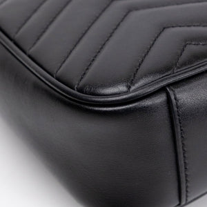 GUCCI GG MARMONT SMALL SHOULDER BAG CALFSKIN BLACK GHW