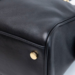 GUCCI BORSETTO MEDIUM LEATHER SHOULDER BAG BLACK GHW