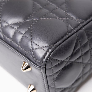 CHRISTIAN DIOR MY ABC DIOR SMALL LADY DIOR LAMBSKIN DARK GREY GHW