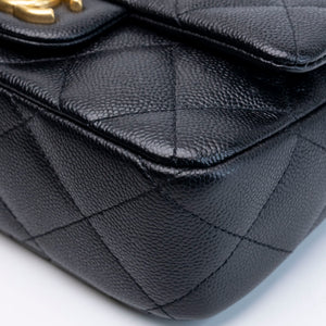 CHANEL COCO LOVE FLAP BAG BLACK CAVIAR GHW (MICROCHIP)
