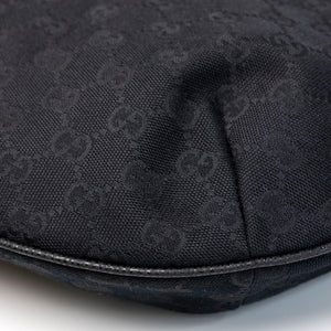GUCCI BLACK GG MONOGRAM CANVAS WEB HOBO BAG SHW