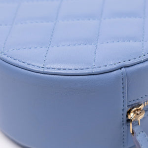 CHANEL ROUND CLUTCH BLUE LAMBSKIN LEATHER GHW