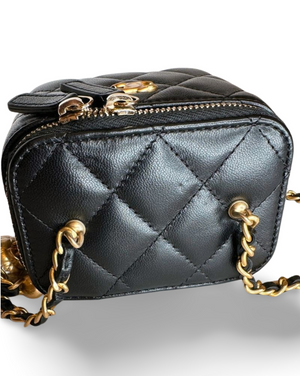 CHANEL MINI VANITY CASE WITH CHAIN BLACK CAVIAR GHW