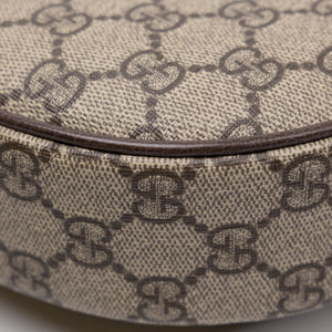 GUCCI OPHIDIA SMALL SHOULDER BAG BEIGE GG SUPREME CANVAS CALFSKIN LEATHER GHW