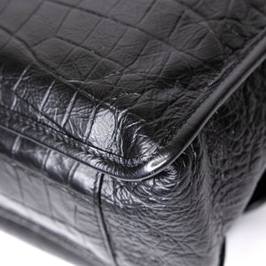 SAINT LAURENT MEDIUM NIKI BAG CROCODILE-EMBOSSED BLACK CALFSKIN BLACK HARDWARE