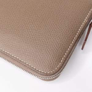 HERMES SILK IN COMPACT WALLET EPSOM ETOUPE GHW STAMP Y