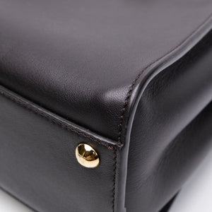 FENDI MINI PEEKABOO BAG DARK BROWN CALFSKIN LEATHER GHW