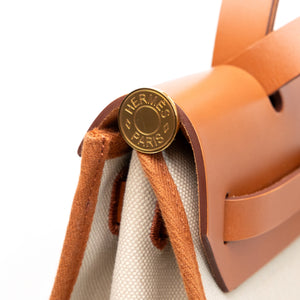 HERMES HERBAG 31 BEIGE HUNTER LEATHER / CANVAS GHW STAMP B