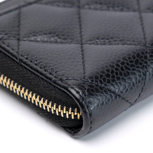 CHANEL CLASSIC ZIPPED COIN PURSE BLACK CAVIAR GHW